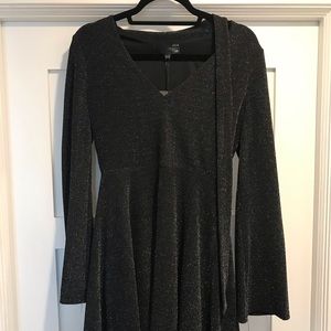 J.O.A. Black Glittery Dress with Long Sleeves